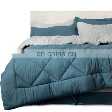 China Luxury Machine Washable Microfiber Solid Color King Bed Comforter Set photo-5