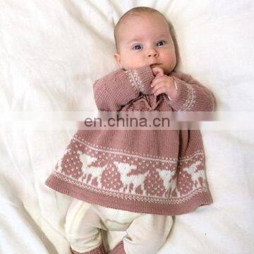 2020 baby children's spring and autumn long sleeve baby girl jacquard soft lovely one-piece skirt sweater knitted dress