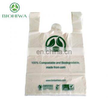 Compostable and biodegradable corn starch t-shirt bags ecofriendly shopping bags for supermarket