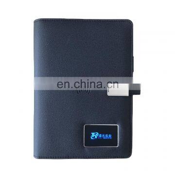 Multi function power bank notebook wireless charging and built in cable lighting logo OEM 8000mah