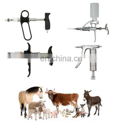 Automatic adjustable veterinary glass stainless steel syringe cattle injection gun for livestock poultry farm