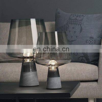 Nordic Gray Glass Table Lamp Cement Modern Creative Bedroom Table Lamp photo-4