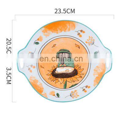 Creative household rice bowl baking binaural soup pot ceramic tableware