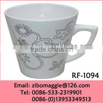 Beautiful Flower Designed Glazed Zibo Made Porcelain Cup Customized for Promotion Coffee Cup