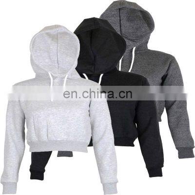 Wholesale custom new women's short cropped leisure sports hooded sweater long sleeve pullover S-2XL