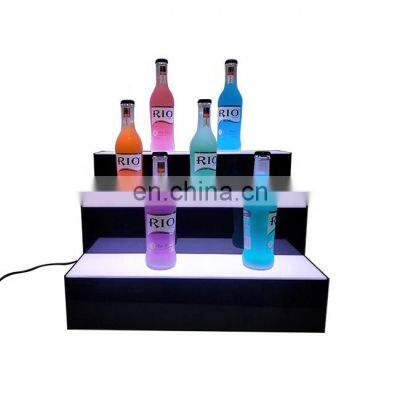 3 Tier LED Lighted Liquor Bottle Display Shelf , 3 step Acrylic Bottle Shelf