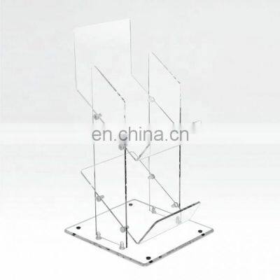 Floor Standing 2 Shelves Custom Newspaper Organizer Acrylic Magazine Shelf photo-2