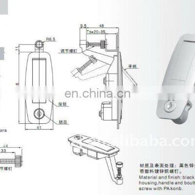 MS718 Sell Black Powder Coated Zinc Alloy Industrial Cabinet Plane Lock photo-5