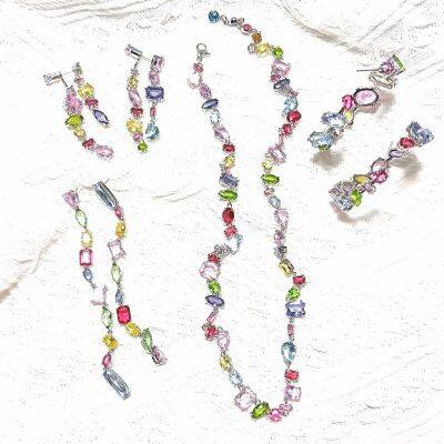 Swarovsky Rings Gema Drop Earrings 5613737 Sparkling Necklace 55613738 Round Mujer Cristales Bracelet 5613739 photo-4