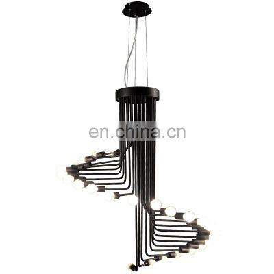 Moroccan Style Creative Design LED Pendant Light For Staircase Restaurant Living Room Vintage Spiral Iron Chandelier