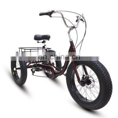 Factory direct selling 20 inch fat tire 7 speed tricycle human pedal snow tricycle