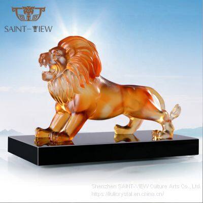 LiuLi Glass Lost-Wax Art Crystal Feng Shui Decoration - Pig Statue Chinese New Year Gift