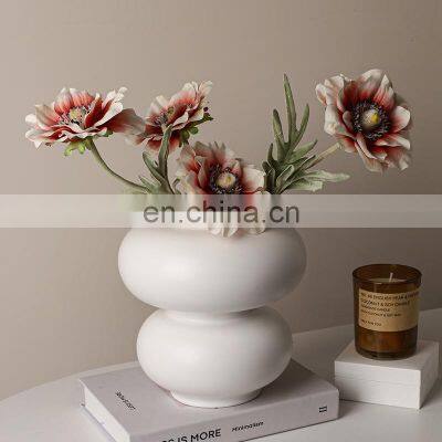 Custom Nordic Boho Vase Creative Irregular Home Decor Flower Ornaments White Porcelain Ceramic Vase Pot For Gift Set Ceramic photo-3
