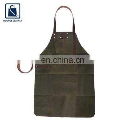 Factory Direct Sale Good Quality Wholesale Nickle Fitting BBQ Cooking Genuine Leather Apron photo-3