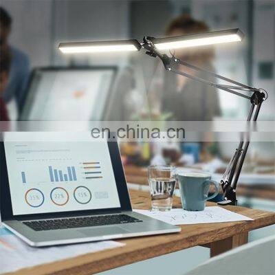 Double Head LED Desk Lamp Eye Caring Double Swing Arm Table Lamps USB Powered Reading 5 Steps Dimming Office Bedroom Desk Lamp photo-2