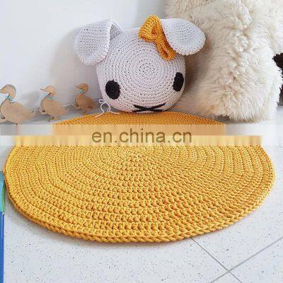 ot Sale Modern Yellow doily Carpet Knitted Nursery Large Crochet floor Rug Decor Wholesale Vietnam Supplier