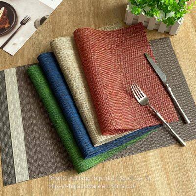 Japanese Style Eco-friendly Rectangle Woven PVC Non Slip Plastic Desk Mat Table Placemat