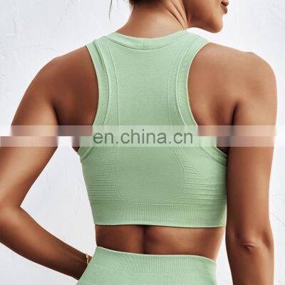 Seamless High Neck Yoga Bras Wholesale Workout Fitness Push Up Sports Crop Tops