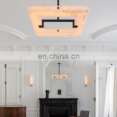 Nordic Indoor Hotel Living Room Modern Pendant Lighting Metal Luxury Alabaster Marble Led Chandelier