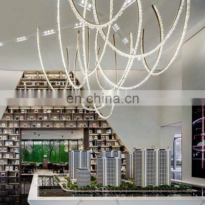 Engineering Customized Lamp Decoration Show Room Big Hotel Lobby Glass Luxury LED Linear Chandelier