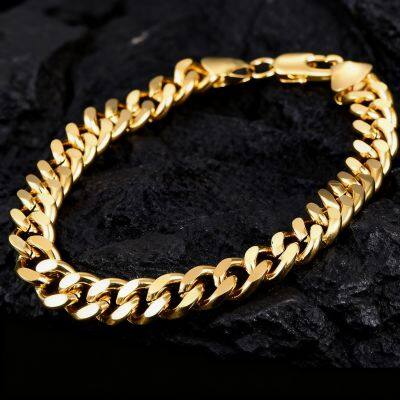 Gold Color Cuban Chain Bracelets for Men,6/8/10/12MM Stainless Steel Chain Link Wristband,Casual Hip Hop Male Jewelry Gift photo-3