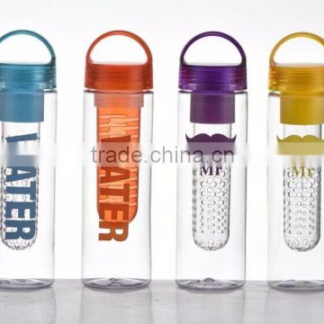 Fruit infuser water bottle with hook, BPA free, plastic bottle Cheap