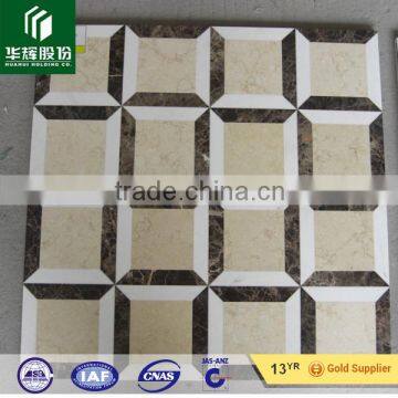 crema marfil, dark emeprador natural marble porcelian laminated water jet tiles