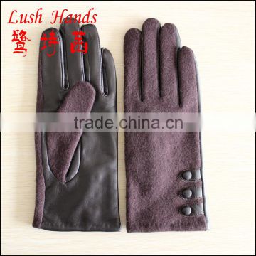 2016 hot selling ladies woolen button gloves