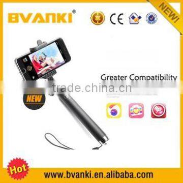 Cable take pole Wholesale Selfie stick with cable NO need bluetooth,wired mini monopod selfie stick wired with shutter button