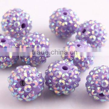 Light Purpl AB Color Resin Rhinestone Ball Beads for Chunky Necklace Jewelry, Custom Design Accept Wholesales Cheap 10mm to 40mm