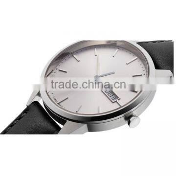 Brushed PVD Steel Stainless Steel Case Watch Waterproof 5ATM Date and Day Function Movement Black Nappa Leather photo-4