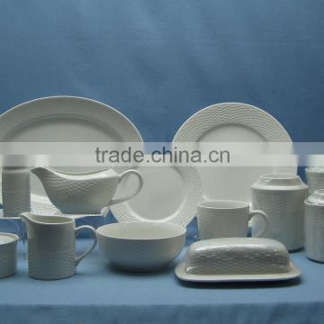 75pcs embossed porcelain dinner sets