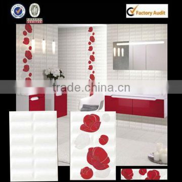 multicolor white mirror wall tile with motif popular in bathroom