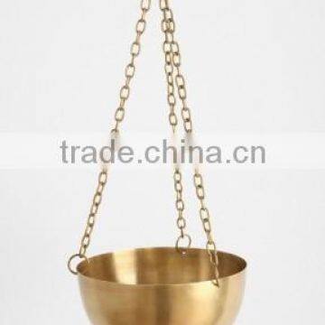 BRASS HANGING PLANTER, DECORATIVE PLANTER, INDOOR HANGING PLANTER,