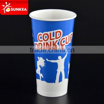 22oz double PE coated paper cup with lid for cold drinks