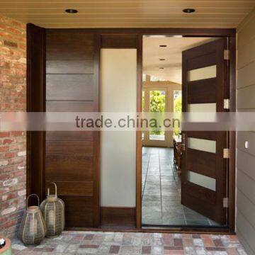 Elegant modern front entry door, solid wood main door design with tempered glass insert