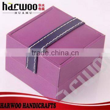 Harwoo New design purple leather jewelry box for earring