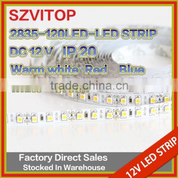 SV LED Flexible Strip SMD 2835 120LED/M NO-Waterproof IP20 600LED 5 Meter LED Tape Warm White CE RoHs Certificate New