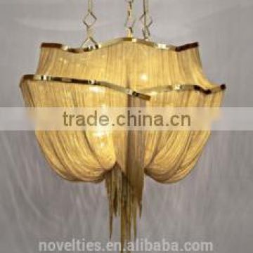 E27 chinese market aluminum gold contemporary 2 layers chain chandelier