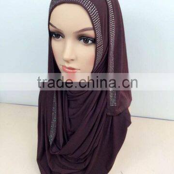 JL072 Latest Cotton Jersey Scarf With Rhinestones photo-5