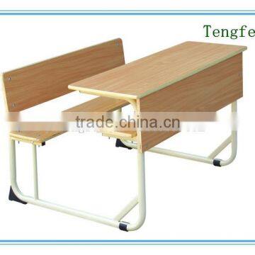 Double Desk and Chair for school furniture, Antique School Desk and Bench Set for College