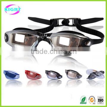 mirror coated swimming goggles,waterproof anti fog UV diving goggles