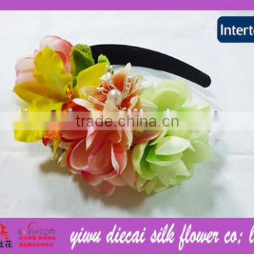 Big Flower with Bead Center Decorated Flower Hairband