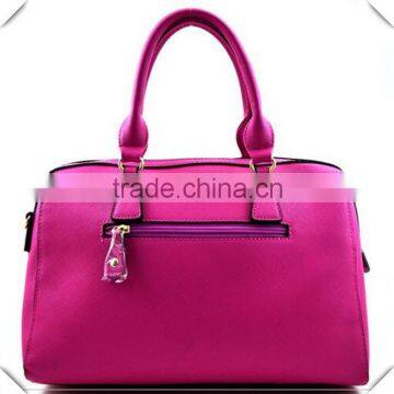 SAFFIANO FAUX-LEATHER BOSTON SATCHEL HANDBAG