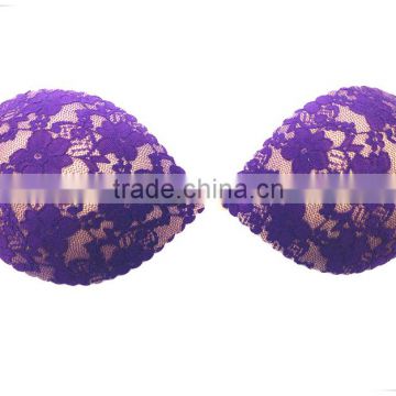 Hottest Sexy Purple Lace Lingerie Invisible Bra For Low-neck Tops Bra Sponge