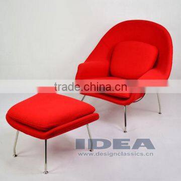Replica Eero Saarinen Womb Chair and Ottoman - Red Wool Fabric photo-3