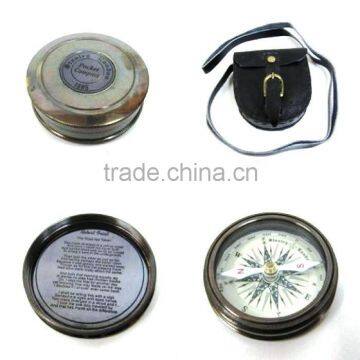 Nautical Brass Robert Frost Compass With Lather case 13467