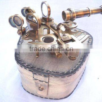 3 Inch Nautical Sextant With Antique Leather Box