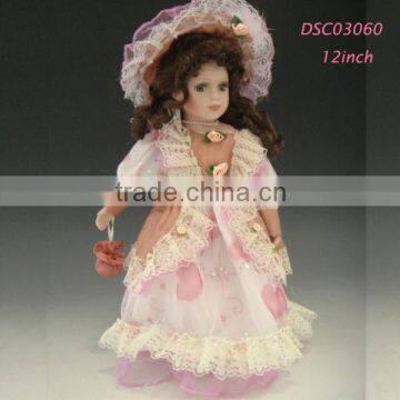 Factory price 12inches Customized ceramic Victorian Porcelain Doll