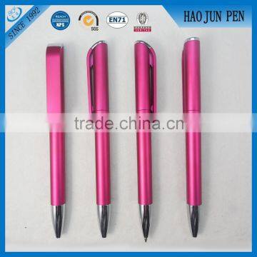 Customized Rose Red ClickPlastic Ball Pen,Stock Plastic Ballpoint Pen